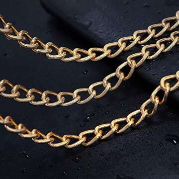 Glamorstar Multilayer Metal Waist Chain Dress Belts Metal Belt for Women (Crystal Gold Skull, Small(90cm/35.8in))