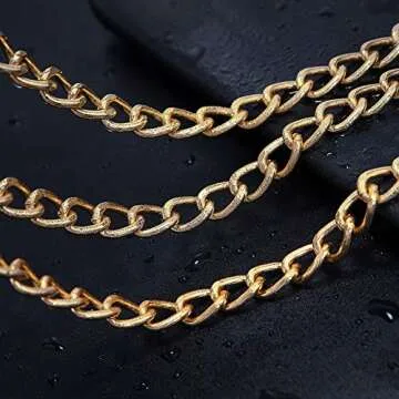 Glamorstar Multilayer Metal Waist Chain Dress Belts Metal Belt for Women (Crystal Gold Skull, Small(90cm/35.8in))