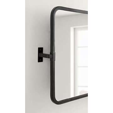 Kate and Laurel Elijah Modern Rectangular Pivot Wall Mirror, 32 x 20, Black, Decorative Adjustable Mirror for Wall