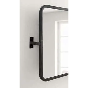 Kate and Laurel Elijah Modern Rectangular Pivot Wall Mirror, 32 x 20, Black, Decorative Adjustable Mirror for Wall