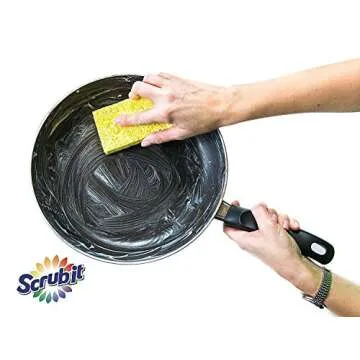 SCRUBIT Heavy Duty Scrub Sponges - Dishwashing Sponge Along with A Tough Scouring Pad - Ideal for Cleaning Kitchen, Dishes, Bathroom - Yellow - 24 Dish sponges