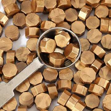 Yoption 360 Pcs Metallic Antique Gold Sealing Wax Beads Set for Wax Seal Stamp with Candles and Melt...