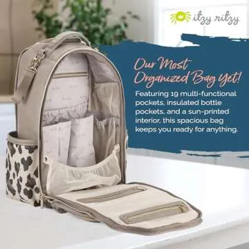 Itzy Ritzy Diaper Bag Backpack – Large Capacity Boss Plus Baby Backpack Diaper Bag Featuring 19 Po...