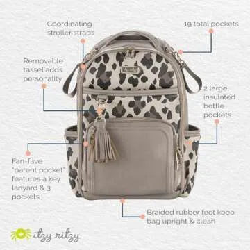Itzy Ritzy Backpack Diaper Bag - 19 Pockets & Changing Pad