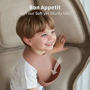 SAMiGO Silicone Bibs for Babies Set of 2 Baby Bibs with Food Catcher for Girls Boys Toddlers