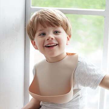 SAMiGO Silicone Bibs for Babies Set of 2 Baby Bibs with Food Catcher for Girls Boys Toddlers