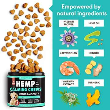 Artullano Hemp Calming Treats - Dogs Anxiety Relief - Storm Anxiety, Сomposure, Grooming, Separatio...