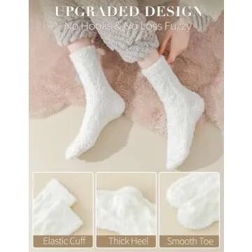 TEHOOK White Fuzzy Socks Cozy Plush Christmas Gifts