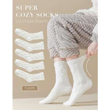 TEHOOK White Fuzzy Socks Cozy Plush Christmas Gifts
