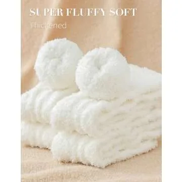 TEHOOK White Fuzzy Socks Cozy Plush Christmas Gifts