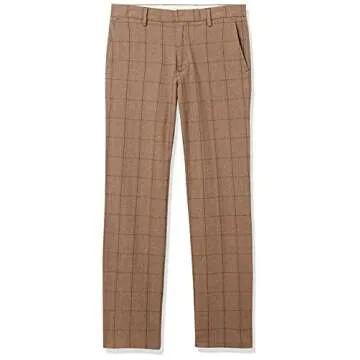 Goodthreads Men's Stretch Chino Pant in Brown Windowpane Plaid