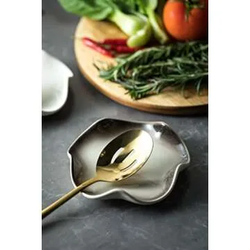 Miamolo Ceramic Spoon Holder for Stove Top, Cute Coffee Spoon Rest with Ruffled Edge for Coffee Bar, Cooking Stove Spoon Holder for Multiple Utensils, Modern Kitchen Decor Housewarming Christmas Gift