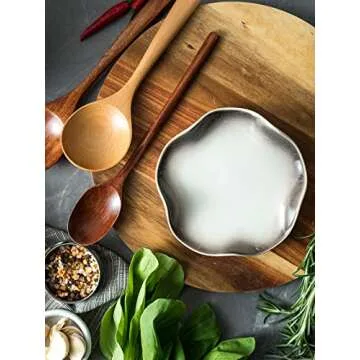 Miamolo Ceramic Spoon Holder for Stove Top, Cute Coffee Spoon Rest with Ruffled Edge for Coffee Bar, Cooking Stove Spoon Holder for Multiple Utensils, Modern Kitchen Decor Housewarming Christmas Gift