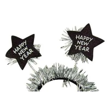 Happy New Year Headband with Star Boppers and Tinsel