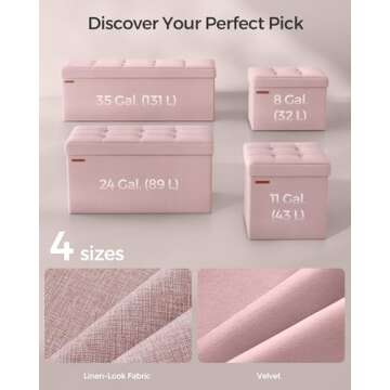 SONGMICS MAZIE Collection - Small Folding Storage Ottoman, Foot Rest Stool, 12.2 x 16.1 x 12.2 Inches, 286 lb Load Capacity, for Living Room, Bedroom, Home Office, Dorm, Jelly Pink ULSF102R01