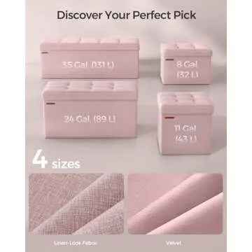 SONGMICS MAZIE Collection - Small Folding Storage Ottoman, Foot Rest Stool, 12.2 x 16.1 x 12.2 Inches, 286 lb Load Capacity, for Living Room, Bedroom, Home Office, Dorm, Jelly Pink ULSF102R01