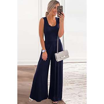 PRETTYGARDEN Women’s Summer Sleeveless Tank Jumpsuits High Waist Low Cut Casual Scoop Neck Fit And...