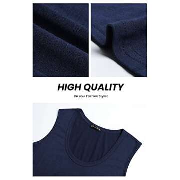 PRETTYGARDEN Women’s Summer Sleeveless Tank Jumpsuits High Waist Low Cut Casual Scoop Neck Fit And Flare Long Pants Rompers(Navy, Medium)