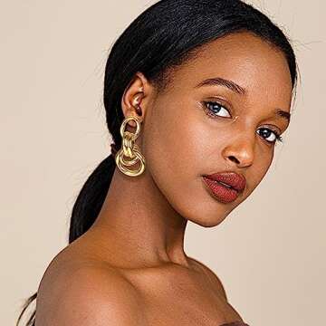 THUNARAZ Gold Earrings for Women Dangle Drop Statement Earrings Multiple Styles Gold Chunky Ear Jewe...