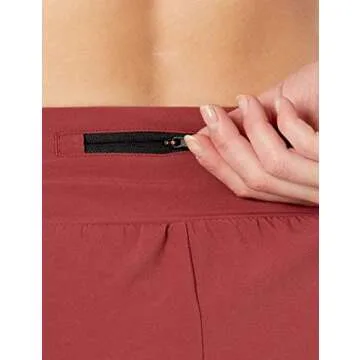 Amazon Essentials Women's Regular-Fit Ruched Waistband Woven Running Short, Ruby Red, Medium