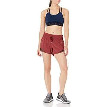 Amazon Essentials Women's Regular-Fit Ruched Waistband Woven Running Short, Ruby Red, Medium