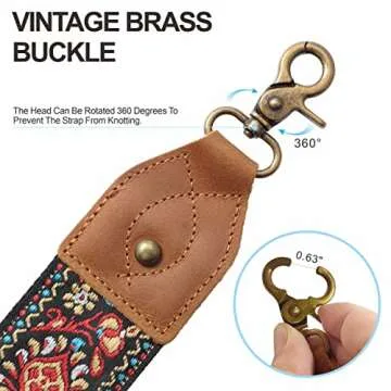 Nefelibata Purse Strap, 2" Cowhide Head Wide Shoulder Strap Adjustable Replacement,Retro Jacquard Embroidery Multi-pattern Crossbody Bag Straps for Handbag,Crossbody Bags,Shoulder Bags(Safflower)