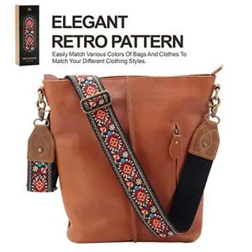 Nefelibata Purse Strap, 2" Cowhide Head Wide Shoulder Strap Adjustable Replacement,Retro Jacquard Embroidery Multi-pattern Crossbody Bag Straps for Handbag,Crossbody Bags,Shoulder Bags(Safflower)