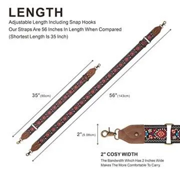Nefelibata Purse Strap, 2" Cowhide Head Wide Shoulder Strap Adjustable Replacement,Retro Jacquard Embroidery Multi-pattern Crossbody Bag Straps for Handbag,Crossbody Bags,Shoulder Bags(Safflower)
