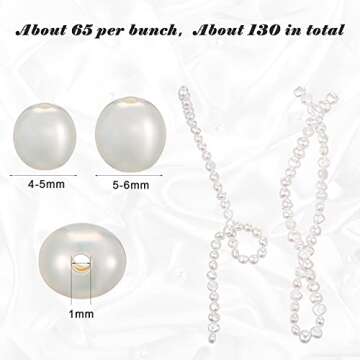 2 Strands 4-5 mm 5-6 mm Natural Freshwater Pearls Beads White Baroque Cultured Irregular Pearls Bead...