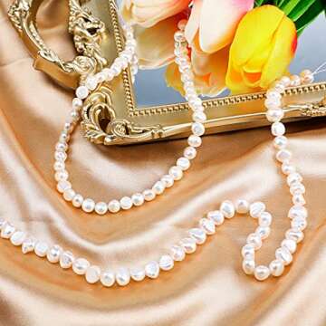 2 Strands 4-5 mm 5-6 mm Natural Freshwater Pearls Beads White Baroque Cultured Irregular Pearls Beads for Jewelry Making for Crafts Necklaces Bracelets Earrings