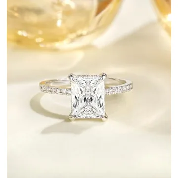TIGRADE 4CT Engagement Ring Stunning Radiant Cut CZ
