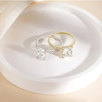 TIGRADE 4CT Engagement Ring Stunning Radiant Cut CZ