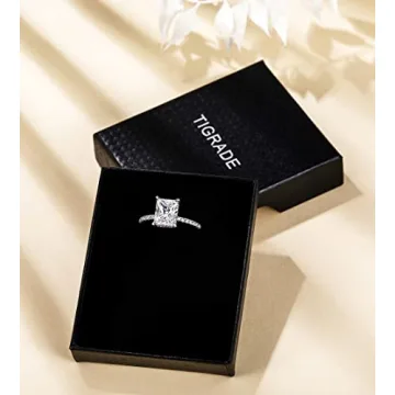 TIGRADE 4CT Engagement Ring Stunning Radiant Cut CZ