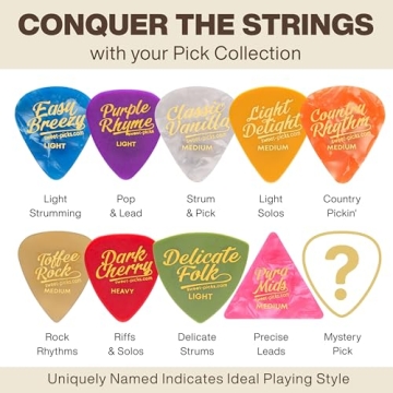 Guitar Picks Sampler in Signature Guitar Pick Holder | Premium Gift with Play Style Guide | Includes...