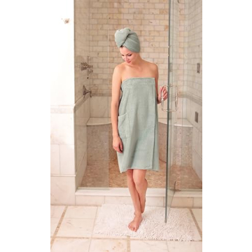 Texere Women's Rayon and Cotton Terry Spa Hair Towel - Fast Drying, Absorbent Hair Wrap Twist Turban for Long, Thick, and Curly Hair (Tya, Lily Green, U)