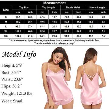 SWOMOG Silk Pajamas Set Womens Sleepwear Sexy Lingerie Cami Shorts Set Nightwear