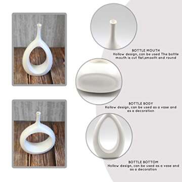Samawi Home Decors 12" White Vase White Ceramic Vase for Home Decor White Decor Flower Vase White Decorative Vases for Home Decor Modern Living Room Decor Bedroom Decor Kitchen Decor Ceramic Decor