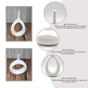 Samawi Home Decors 12" White Vase White Ceramic Vase for Home Decor White Decor Flower Vase White Decorative Vases for Home Decor Modern Living Room Decor Bedroom Decor Kitchen Decor Ceramic Decor
