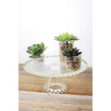 Pedestal Wedding Cake Stand with Glass Beaded Edges - Suitable for Parties, Home Décor, and Special...