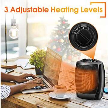 Room Heater Indoor Use, 1500W Quiet Fast-Heating Small Indoor Heater Space Heater for Large Room Heating with Thermostat, 3 Modes, Tip Over & Overheat Protection, Portable Indoor Heater Fan for Indoor