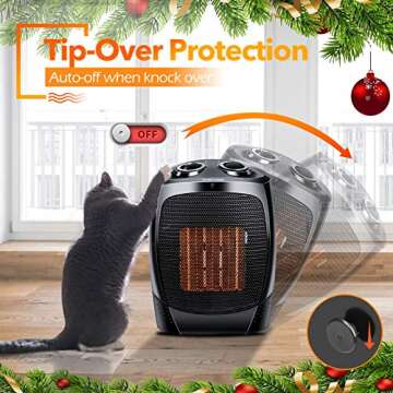Room Heater Indoor Use, 1500W Quiet Fast-Heating Small Indoor Heater Space Heater for Large Room Heating with Thermostat, 3 Modes, Tip Over & Overheat Protection, Portable Indoor Heater Fan for Indoor