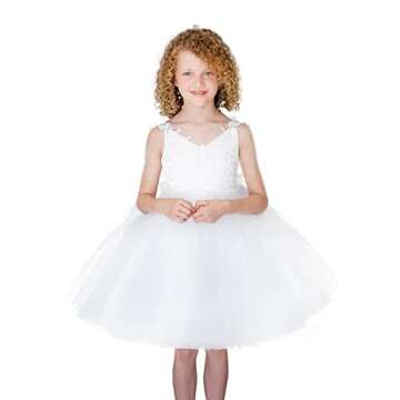 Beautiful Ivory Lace Tulle Flower Girl Dress for Kids