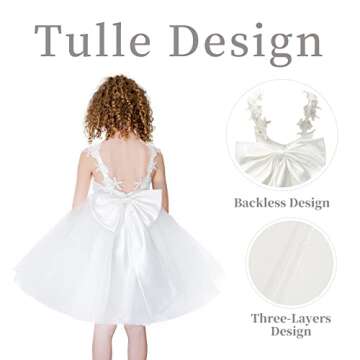 Beautiful Ivory Lace Tulle Flower Girl Dress for Kids