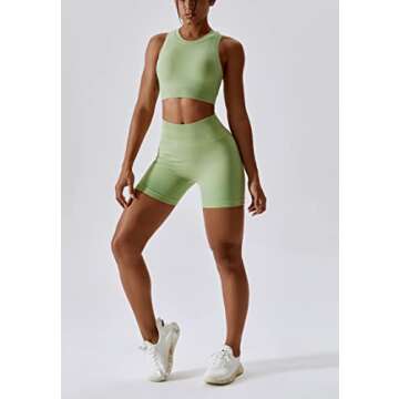ABOCIW Seamless Light Green Gym Set for Women