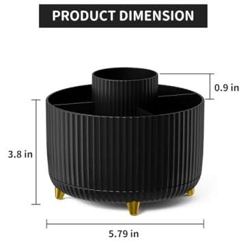 Marbrasse Desk Organizer - Rotating Pen Holder for Office