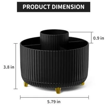 Marbrasse Desk Organizer - Rotating Pen Holder for Office