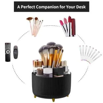 Marbrasse Desk Organizer - Rotating Pen Holder for Office