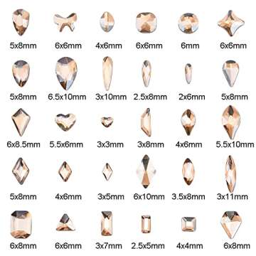 30 Styles 600pcs Golden Shadow Nail Art Rhinestones + 7000pcs Round Beads Flatback Champagne Crystals Gem Stone Multi Shapes Mix Professional Decor Crafts Jewelry Supply