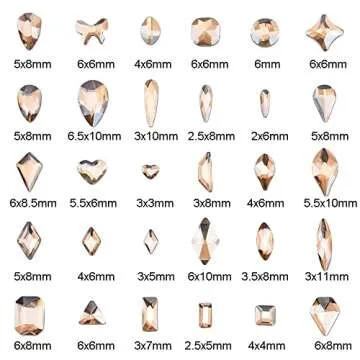 30 Styles 600pcs Golden Shadow Nail Art Rhinestones + 7000pcs Round Beads Flatback Champagne Crystals Gem Stone Multi Shapes Mix Professional Decor Crafts Jewelry Supply