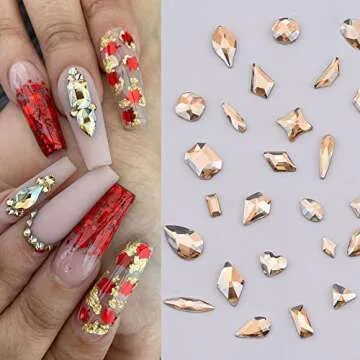 30 Styles 600pcs Golden Shadow Nail Art Rhinestones + 7000pcs Round Beads Flatback Champagne Crystals Gem Stone Multi Shapes Mix Professional Decor Crafts Jewelry Supply